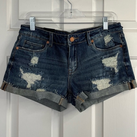 BLANK NYC The Fulton Distressed Roll Up Denim Jean Short NWT 27” - Picture 3 of 16